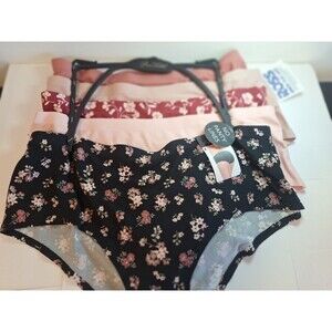 5 NEW PRIMA VALENTINA 851404 BLFL NO PANTY LINES SOFT MF HIPSTER PANTIES XL